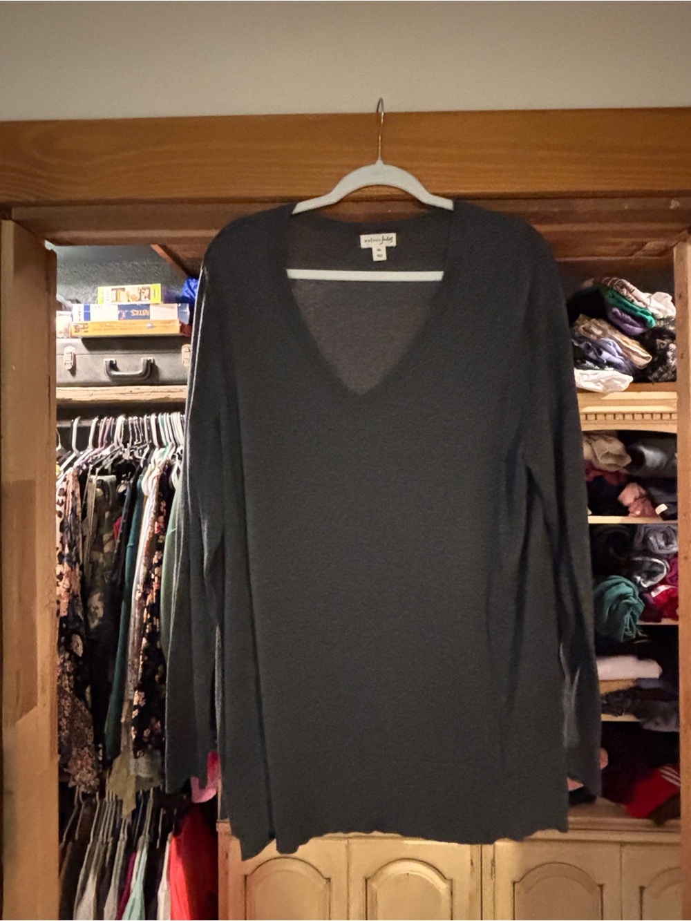 Maison Jules Gray V-Neck Lightweight Sweater